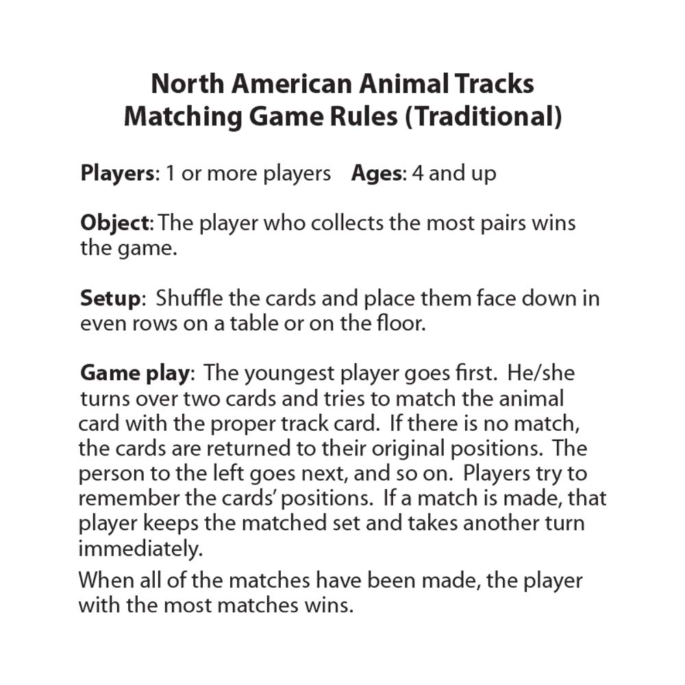 Animal Tracks Matching Card Game