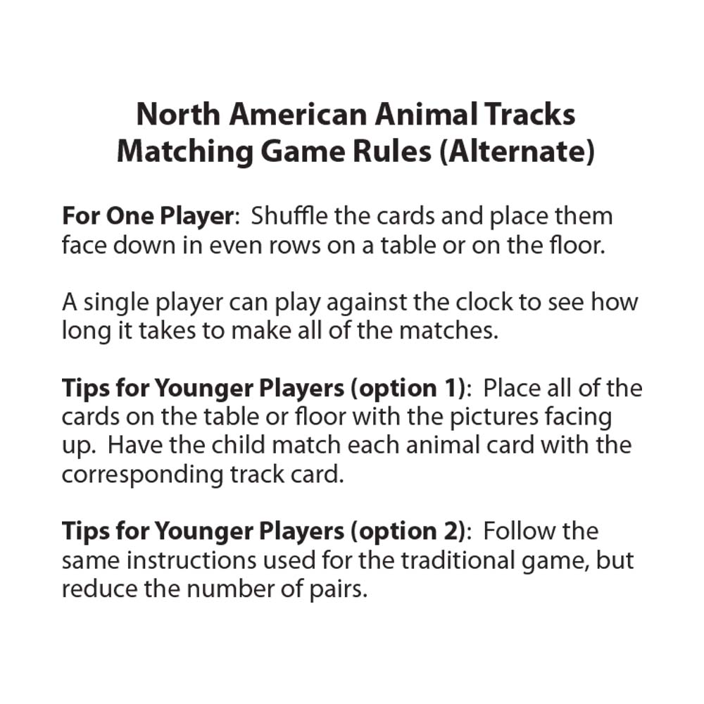 Animal Tracks Matching Card Game