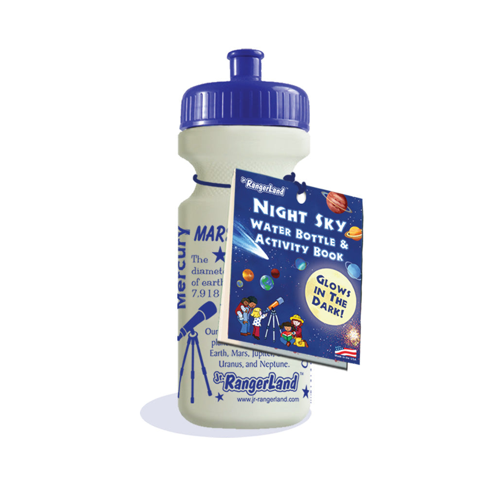Night Sky Water Bottle and Activity Book - Blue