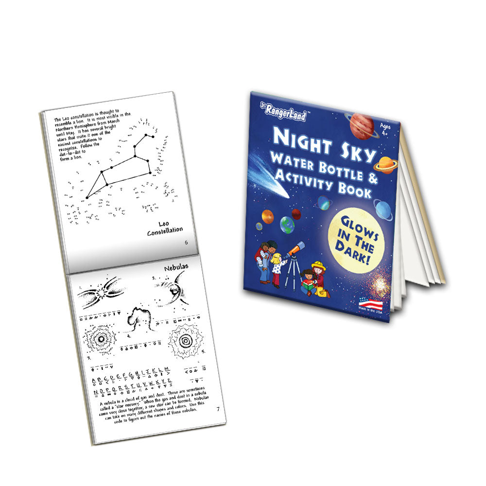 Night Sky Water Bottle and Activity Book - Blue