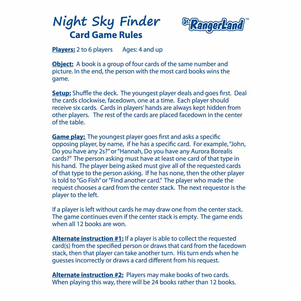 Night Sky Finder Card Game