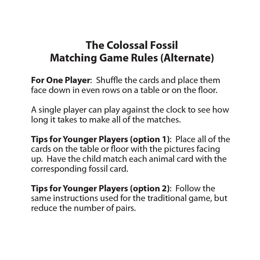 Colossal Fossil Matching Card Game